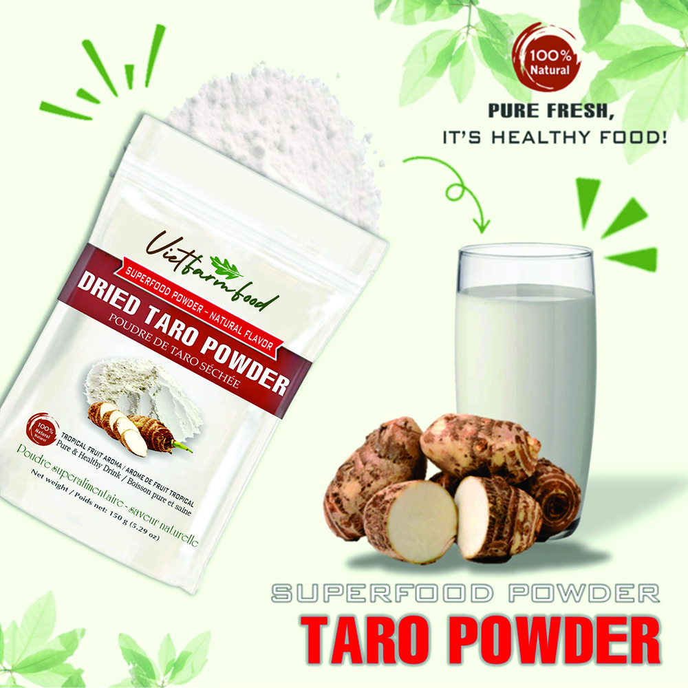TARO POWDER 5.29 oz (150g) VIETFARMFOOD: Pure freeze-dried vegetable powder, made from real vegetables with no added sugar - Perfect for daily nutrition to keep your body full of vitality