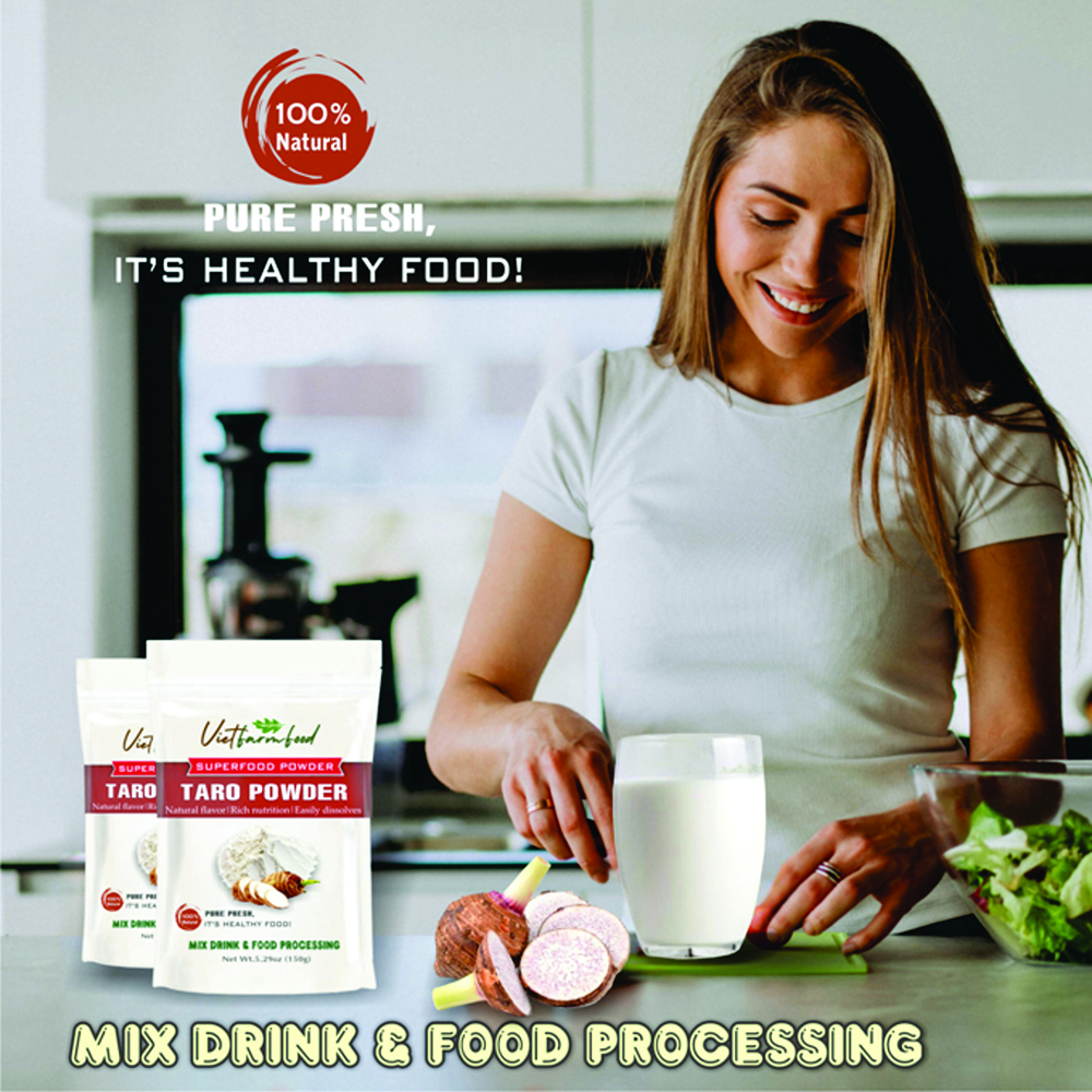 TARO POWDER 5.29 oz (150g) VIETFARMFOOD: Pure freeze-dried vegetable powder, made from real vegetables with no added sugar - Perfect for daily nutrition to keep your body full of vitality