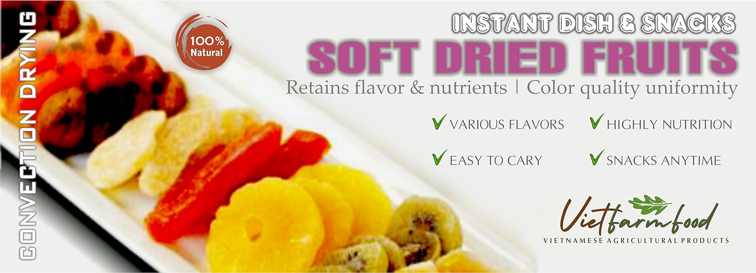 SOFT DRIED APRICOT 5.29oz (150g) VIETFARMFOOD: Convection dried fruit with a little sugar, salt, natural sweetness, soft when chewed. Suitable for snack, topping, healthy desserts for all ages