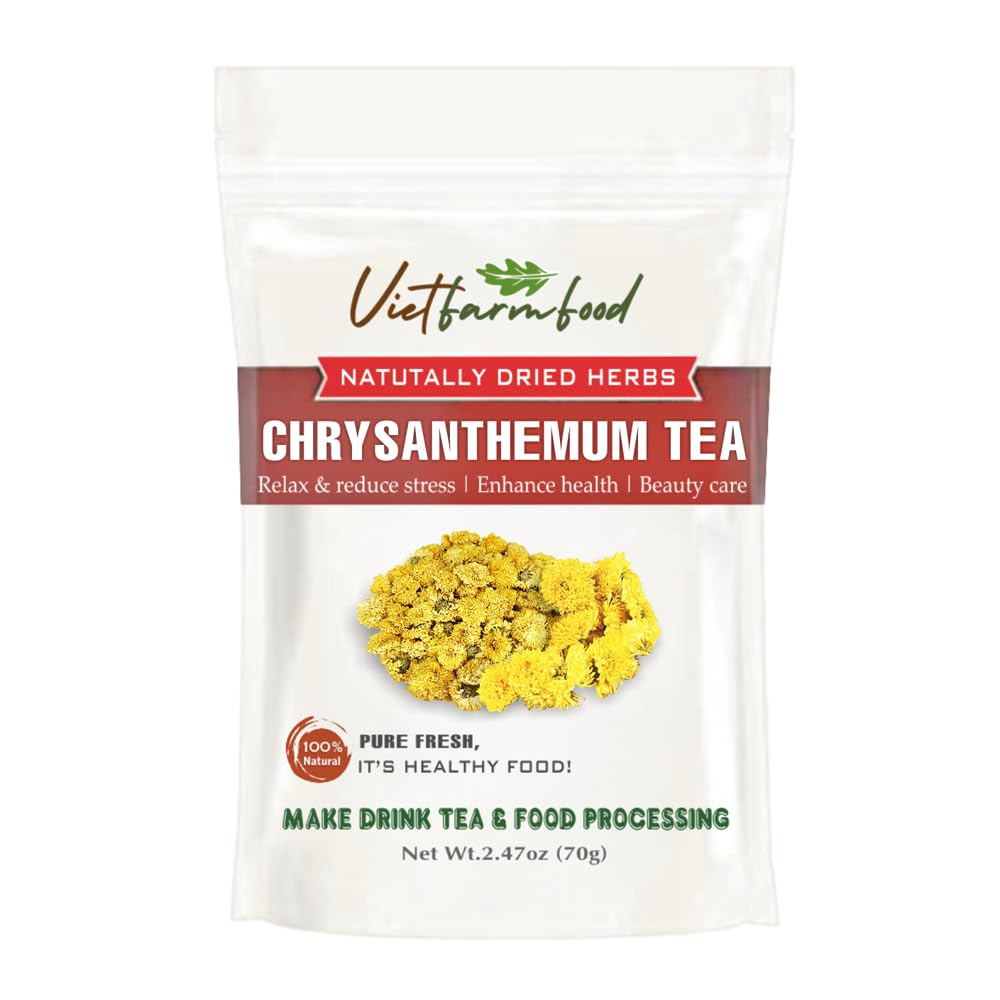 CHRYSANTHEMUM FLOWER TEA 2.47 Oz (70g) VIETFARMFOOD:Natural pure dried herbs are used for making drinks and cooking ingredients. Drinking tea is a healthy habit that makes meals delicious and relaxing