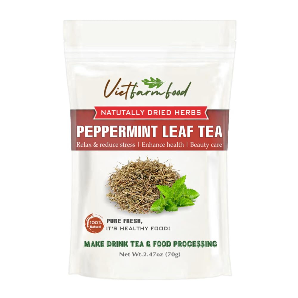 PEPPERMINT LEAF TEA 2.47 Oz (70g) VIETFARMFOOD:Natural pure dried herbs are used for making drinks and cooking ingredients. Drinking tea is a healthy habit that makes meals delicious and relaxing