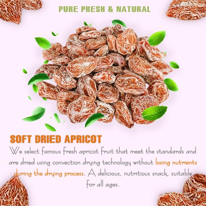 SOFT DRIED APRICOT 5.29oz (150g) VIETFARMFOOD: Convection dried fruit with a little sugar, salt, natural sweetness, soft when chewed. Suitable for snack, topping, healthy desserts for all ages