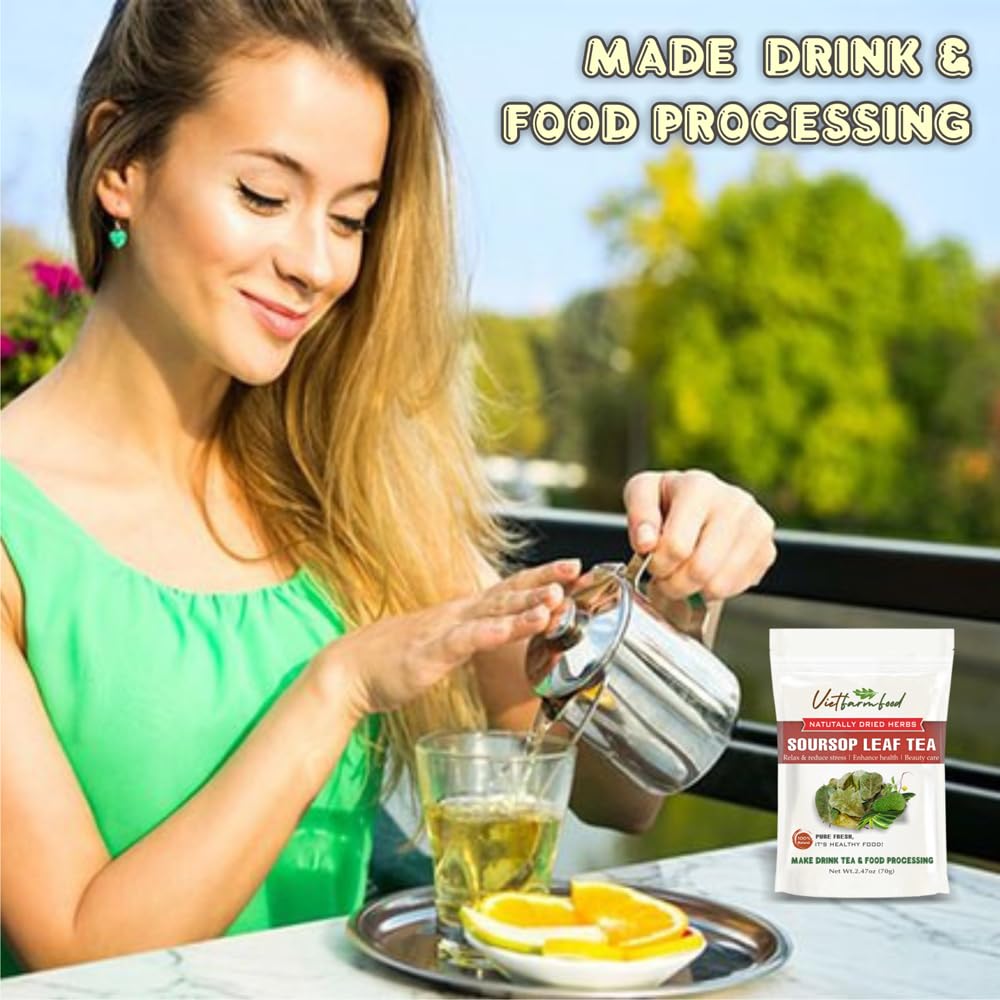 SOURSOP (GUANABANA) LEAF TEA 2.47 Oz (70g) VIETFARMFOOD:Natural pure dried herbs are used for making drink, cooking ingredient. Drinking tea is a healthy habit that makes meals delicious and relaxing