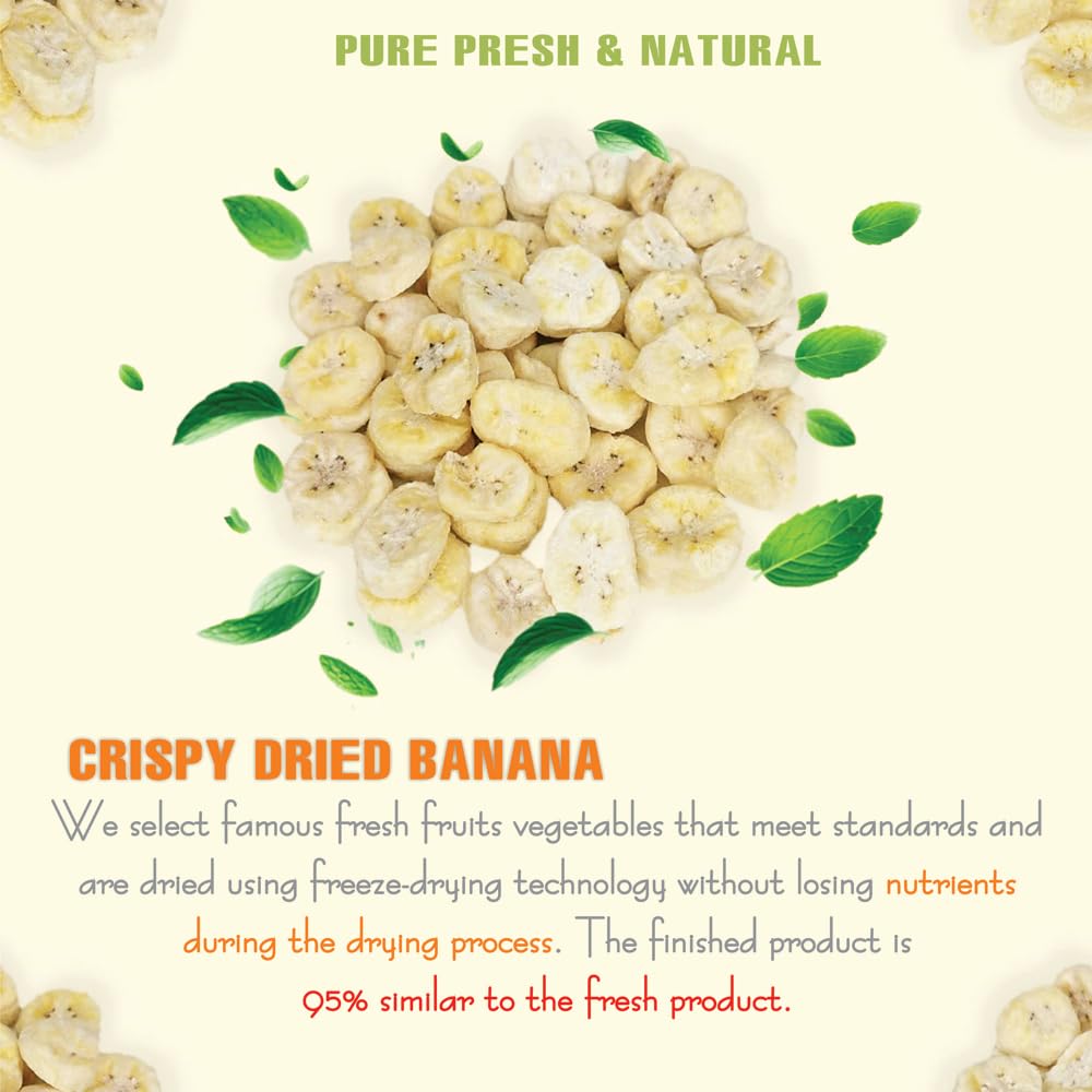 CRISPY DRIED BANANA 2.47 oz (70g) VIETFARMFOOD: Freeze-dried, No Sugar Added, Naturally Sweet, Convenient Packaging, Many Nutrients Beneficial To Health, Suitable For Snacking Or As A Gift.