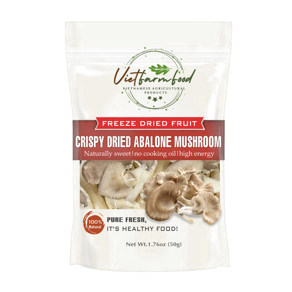 CRISPY ABALONE MUSHROOM 1.76 oz (50g) VIETFARMFOOD: Freeze-dried, No Sugar Added, Naturally Sweet, Convenient Packaging, Many Nutrients Beneficial To Health, Suitable For Snacking Or As A Gift.