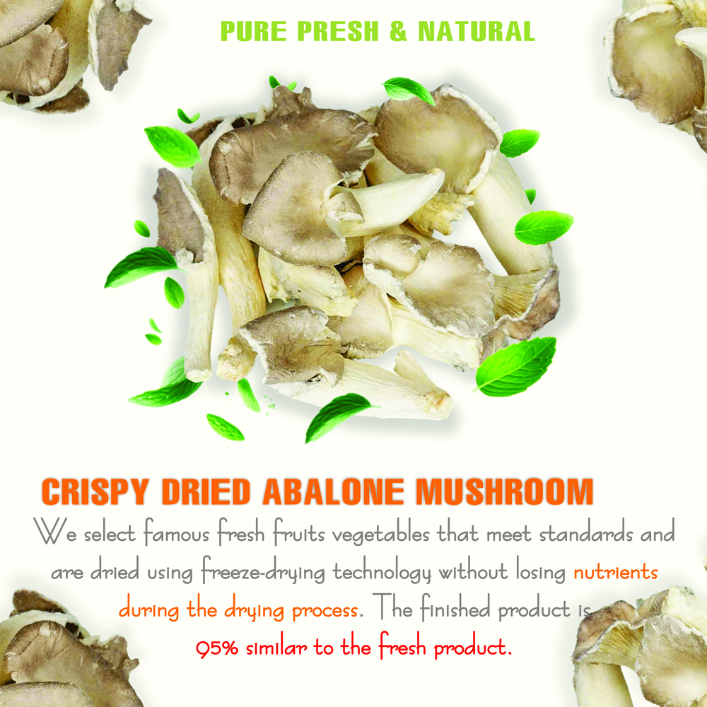 CRISPY ABALONE MUSHROOM 1.76 oz (50g) VIETFARMFOOD: Freeze-dried, No Sugar Added, Naturally Sweet, Convenient Packaging, Many Nutrients Beneficial To Health, Suitable For Snacking Or As A Gift.