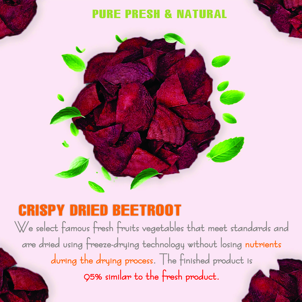 CRISPY DRIED BEETROOT 1.76 oz (50g) VIETFARMFOOD: Freeze-dried, No Sugar Added, Naturally Sweet, Convenient Packaging, Many Nutrients Beneficial To Health, Suitable For Snacking Or As A Gift.