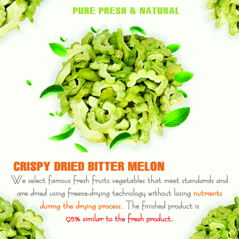 CRISPY DRIED BITTER MELON 1.76 oz (50g) VIETFARMFOOD: Freeze-dried, No Sugar Added, Naturally Sweet, Convenient Packaging, Many Nutrients Beneficial To Health, Suitable For Snacking Or As A Gift.