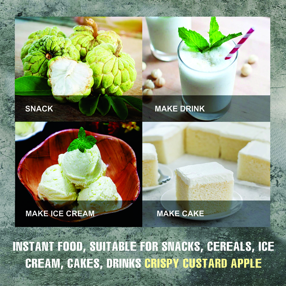 CRISPY DRIED CUSTARD APPLE 2.47 oz (70g) VIETFARMFOOD: Freeze-dried, No Sugar Added, Naturally Sweet, Convenient Packaging, Many Nutrients Beneficial To Health, Suitable For Snacking Or As A Gift.