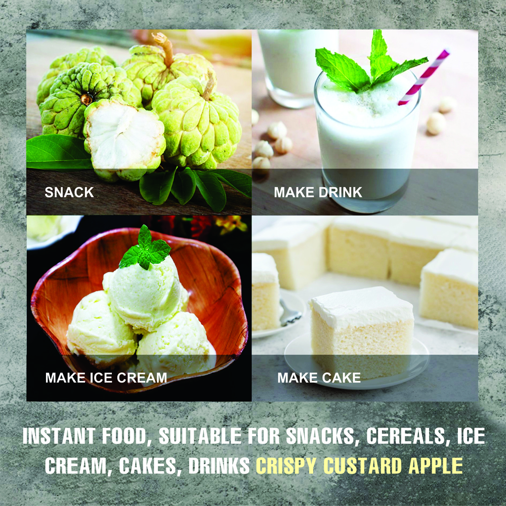 CRISPY DRIED CUSTARD APPLE 2.47 oz (70g) VIETFARMFOOD: Freeze-dried, No Sugar Added, Naturally Sweet, Convenient Packaging, Many Nutrients Beneficial To Health, Suitable For Snacking Or As A Gift.