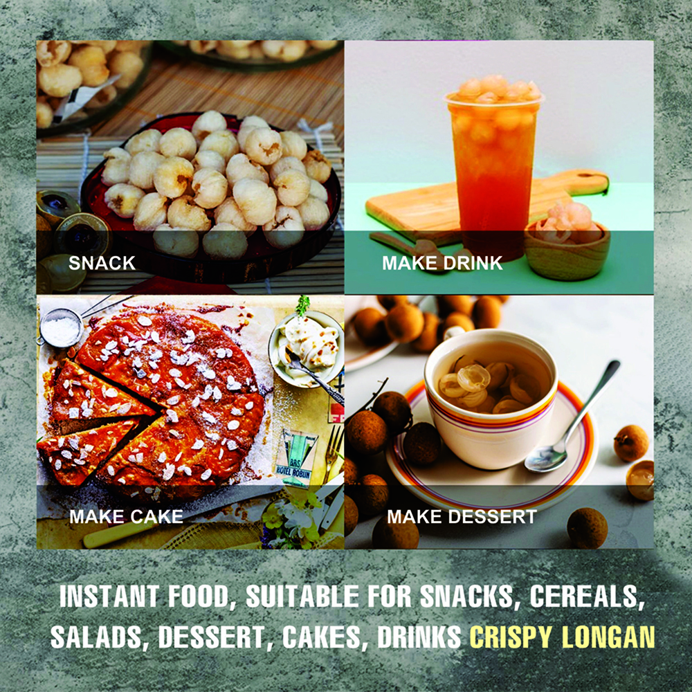 CRISPY DRIED LONGAN 2.47 oz (70g) VIETFARMFOOD: Freeze-dried, No Sugar Added, Naturally Sweet, Convenient Packaging, Many Nutrients Beneficial To Health, Suitable For Snacking Or As A Gift.