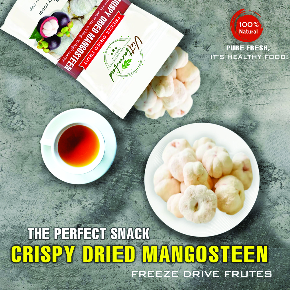 CRISPY DRIED MANGOSTEEN 2.47oz (70g) VIETFARMFOOD: Freeze-dried, No Sugar Added, Naturally Sweet, Convenient Packaging, Many Nutrients Beneficial To Health, Suitable For Snacking Or As A Gift