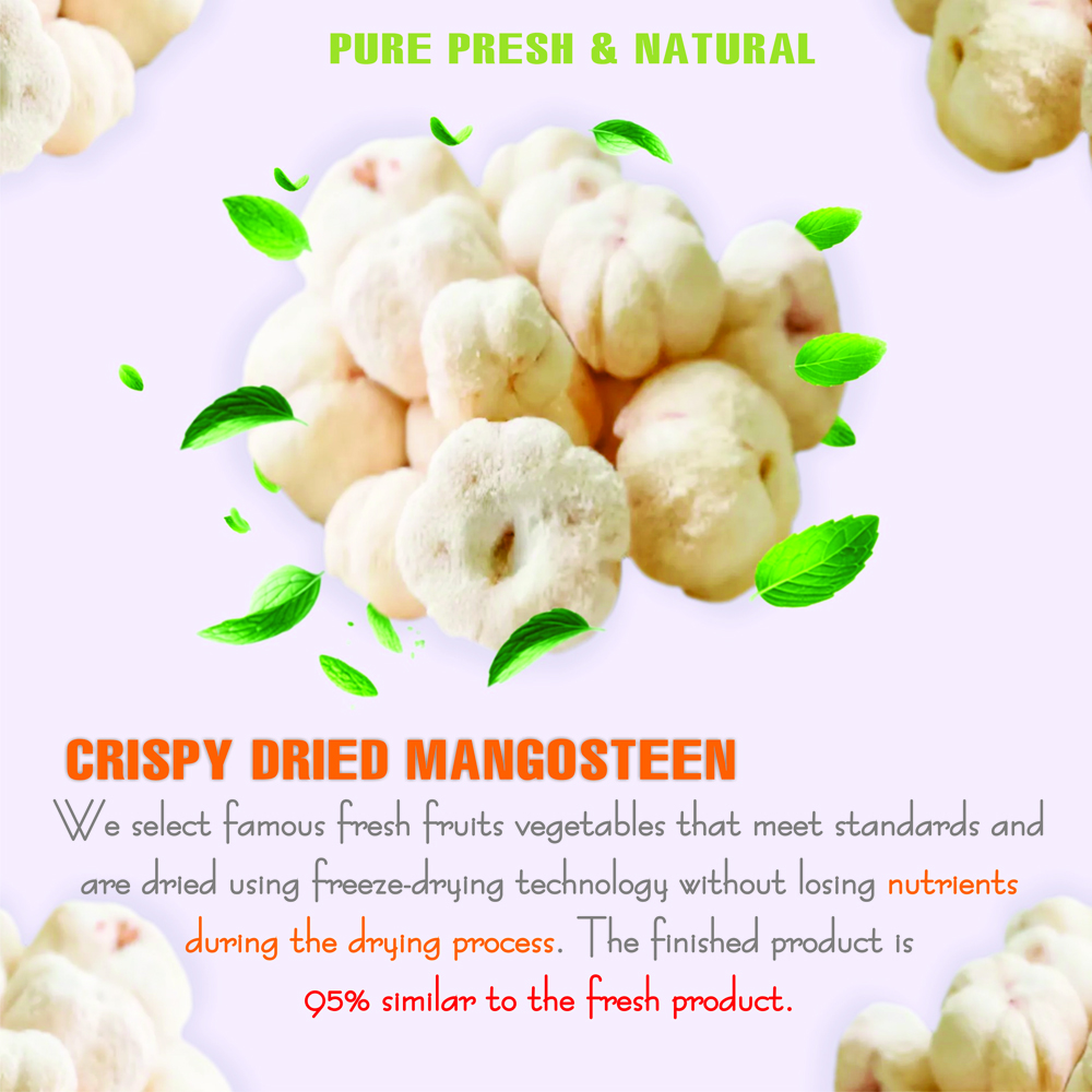 CRISPY DRIED MANGOSTEEN 2.47oz (70g) VIETFARMFOOD: Freeze-dried, No Sugar Added, Naturally Sweet, Convenient Packaging, Many Nutrients Beneficial To Health, Suitable For Snacking Or As A Gift