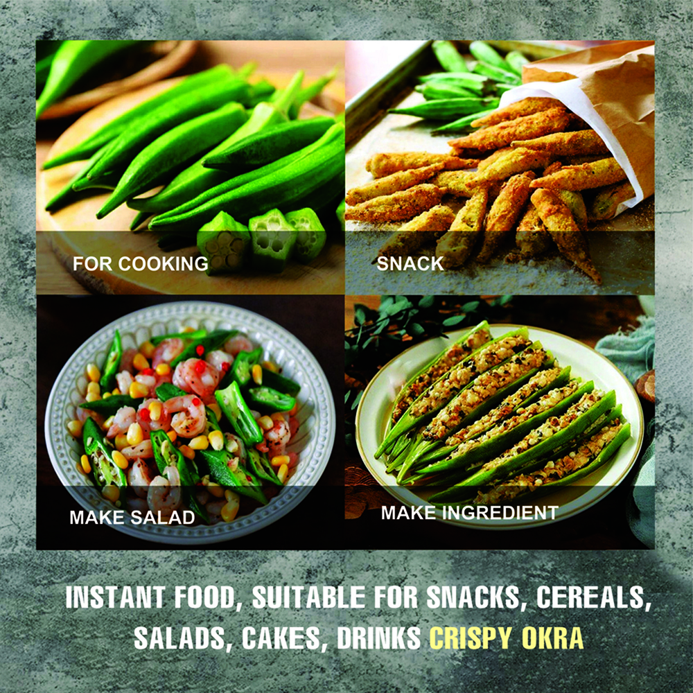 CRISPY DRIED OKRA 1.76 oz (50g) VIETFARMFOOD: Freeze-dried, No Sugar Added, Naturally Sweet, Convenient Packaging, Many Nutrients Beneficial To Health, Suitable For Snacking Or As A Gift.