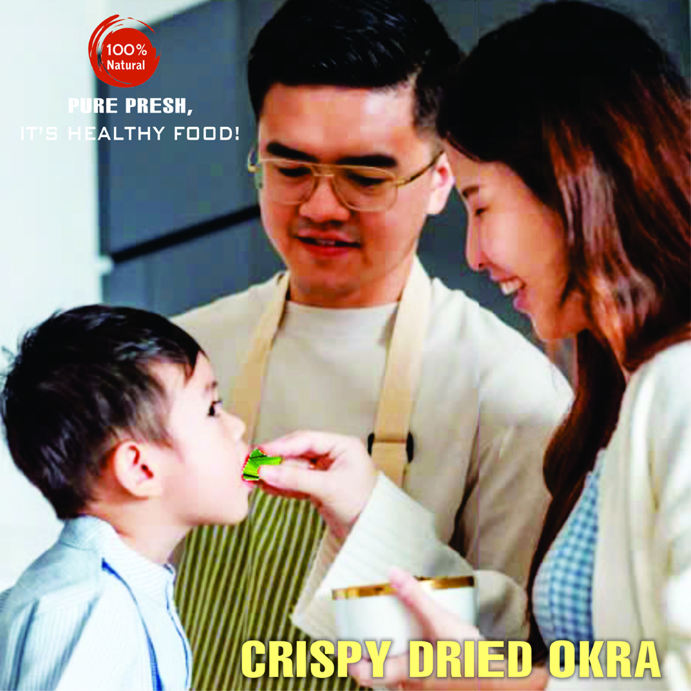 CRISPY DRIED OKRA 1.76 oz (50g) VIETFARMFOOD: Freeze-dried, No Sugar Added, Naturally Sweet, Convenient Packaging, Many Nutrients Beneficial To Health, Suitable For Snacking Or As A Gift.