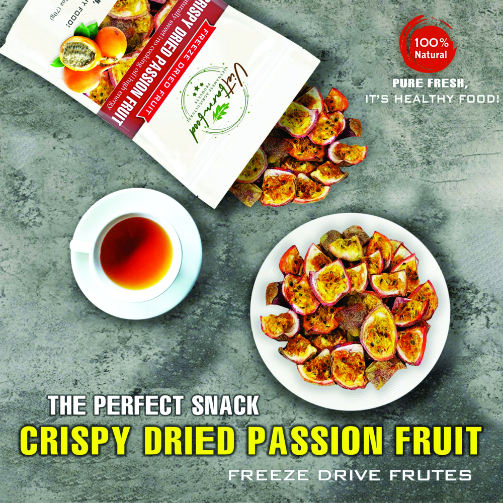CRISPY DRIED PASSION FRUIT 2.47 oz (70g) VIETFARMFOOD: Freeze-dried, No Sugar Added, Naturally Sweet, Convenient Packaging, Many Nutrients Beneficial To Health, Suitable For Snacking Or As A Gift.
