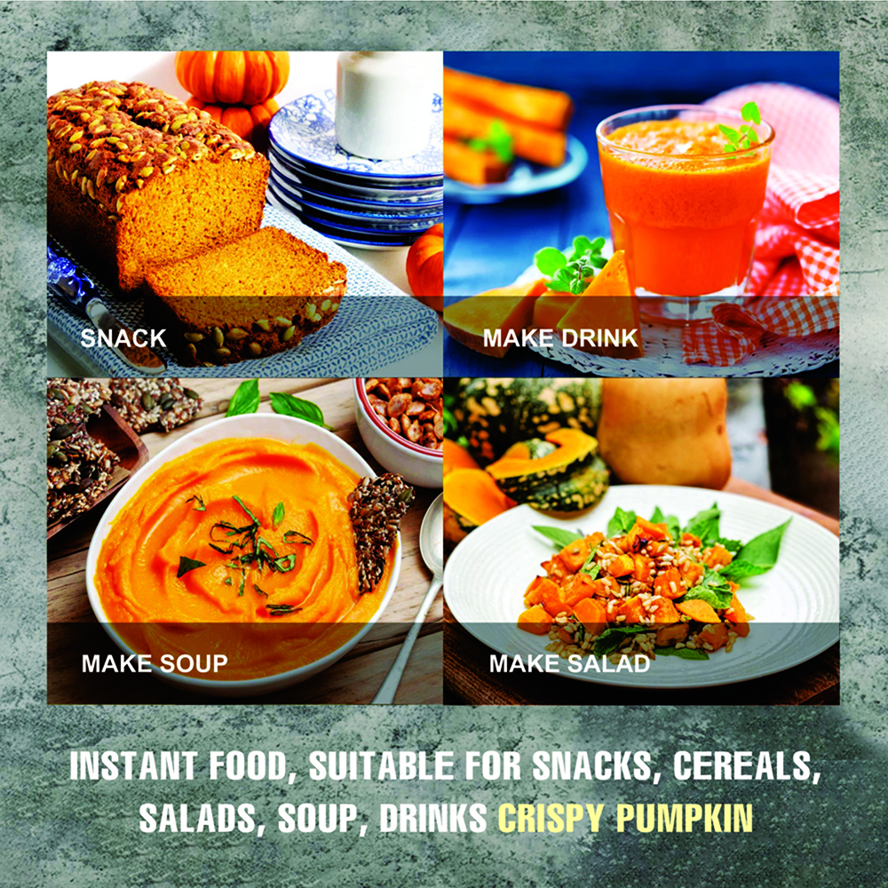 CRISPY DRIED PUMPKIN 2.47 oz (70g) VIETFARMFOOD: Freeze-dried, No Sugar Added, Naturally Sweet, Convenient Packaging, Many Nutrients Beneficial To Health, Suitable For Snacking Or As A Gift.