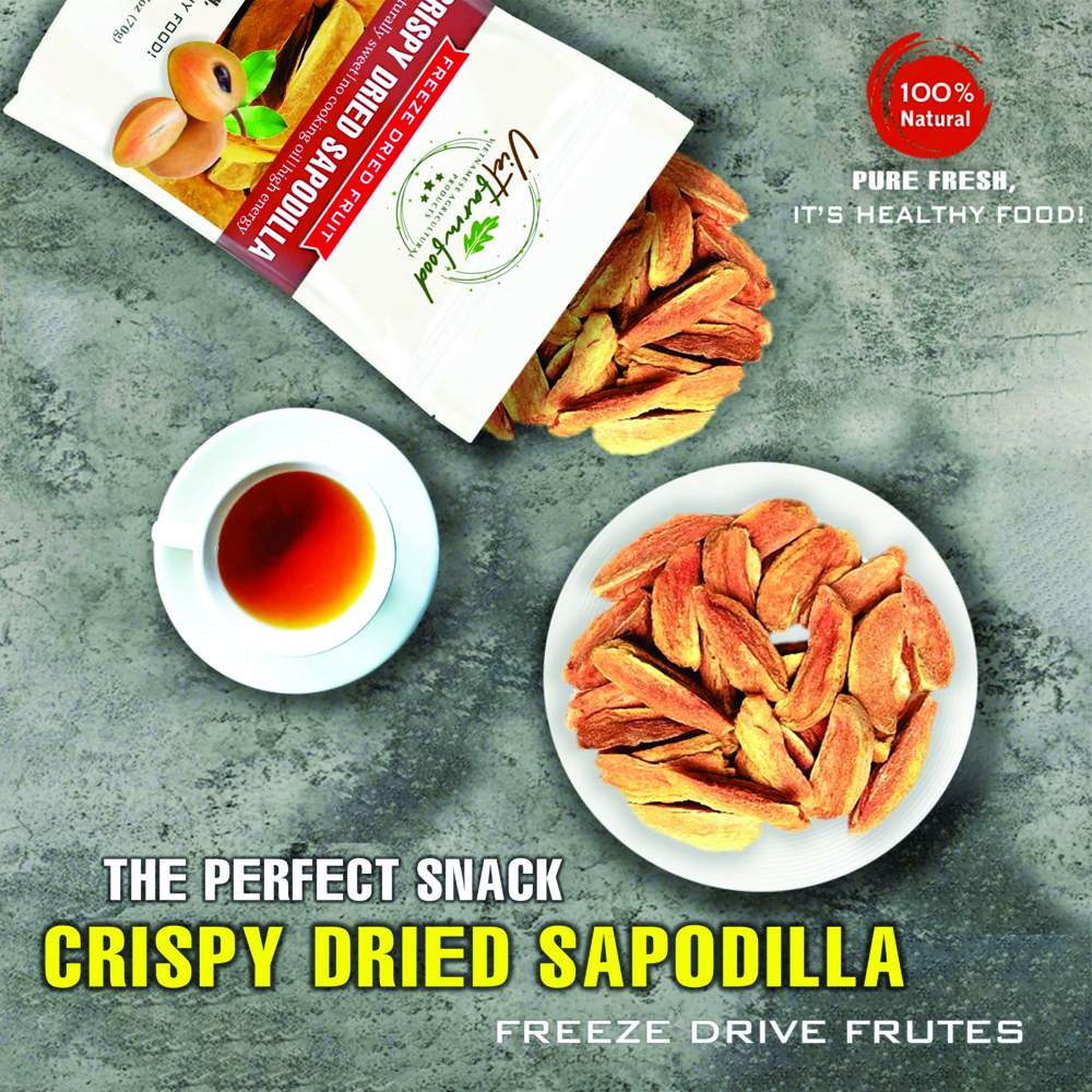 CRISPY DRIED SAPODILLA 2.47 oz (70g) VIETFARMFOOD: Freeze-dried, No Sugar Added, Naturally Sweet, Convenient Packaging, Many Nutrients Beneficial To Health, Suitable For Snacking Or As A Gift.