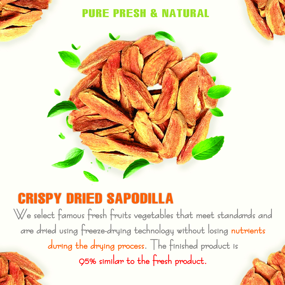 CRISPY DRIED SAPODILLA 2.47 oz (70g) VIETFARMFOOD: Freeze-dried, No Sugar Added, Naturally Sweet, Convenient Packaging, Many Nutrients Beneficial To Health, Suitable For Snacking Or As A Gift.