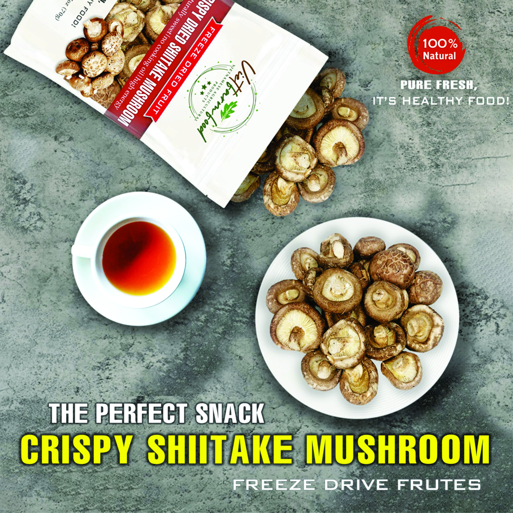 CRISPY SHIITAKE MUSHROOM 1.76 oz (50g) VIETFARMFOOD: Freeze-dried, No Sugar Added, Naturally Sweet, Convenient Packaging, Many Nutrients Beneficial To Health, Suitable For Snacking Or As A Gift.