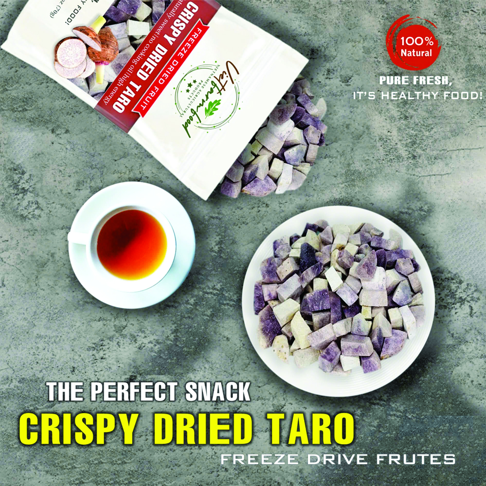 CRISPY DRIED TARO 2.47 oz (70g) VIETFARMFOOD: Freeze-dried, No Sugar Added, Naturally Sweet, Convenient Packaging, Many Nutrients Beneficial To Health, Suitable For Snacking Or As A Gift.