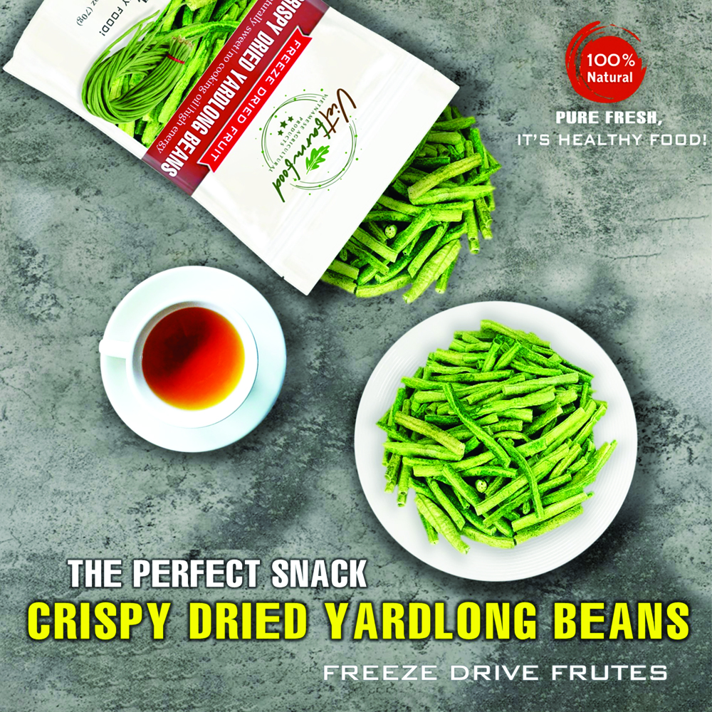 CRISPY DRIED YARDLONG BEANS 2.47 oz (70g) VIETFARMFOOD: Freeze-dried, No Sugar Added, Naturally Sweet, Convenient Packaging, Many Nutrients Beneficial To Health, Suitable For Snacking Or As A Gift.