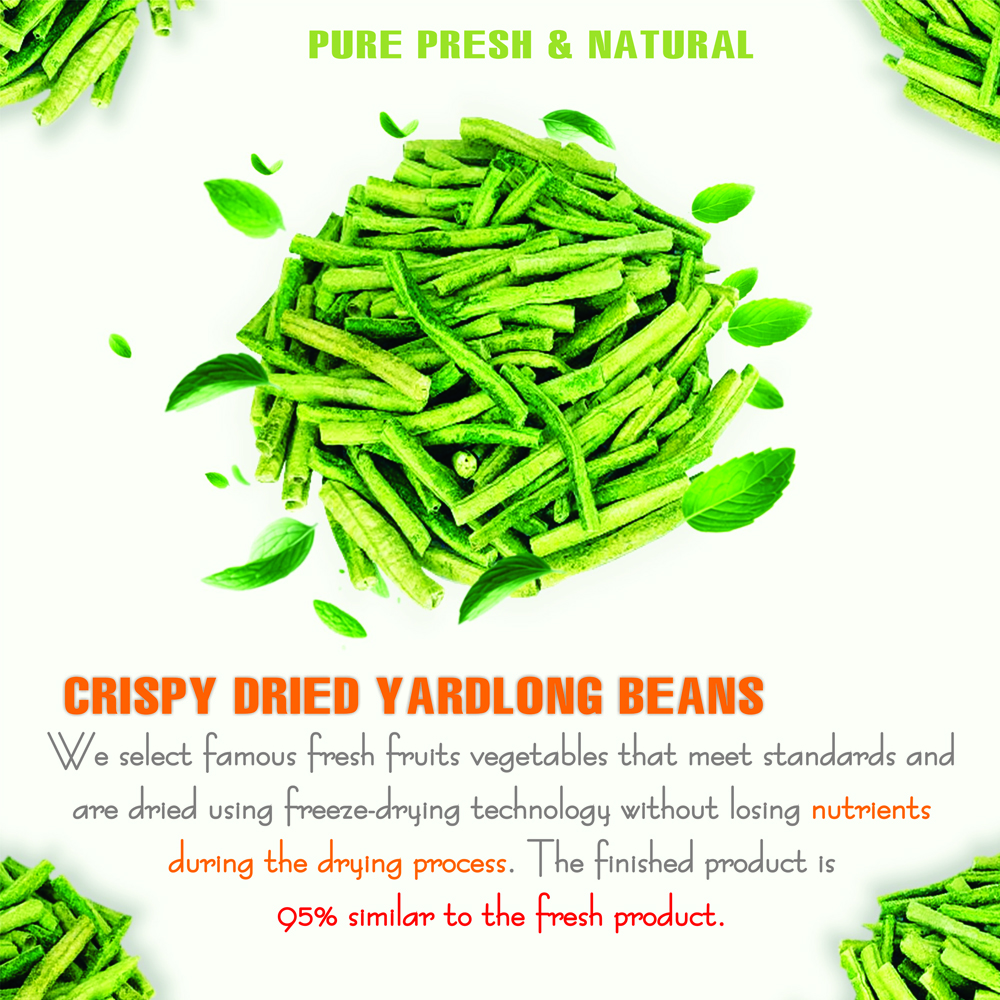 CRISPY DRIED YARDLONG BEANS 2.47 oz (70g) VIETFARMFOOD: Freeze-dried, No Sugar Added, Naturally Sweet, Convenient Packaging, Many Nutrients Beneficial To Health, Suitable For Snacking Or As A Gift.