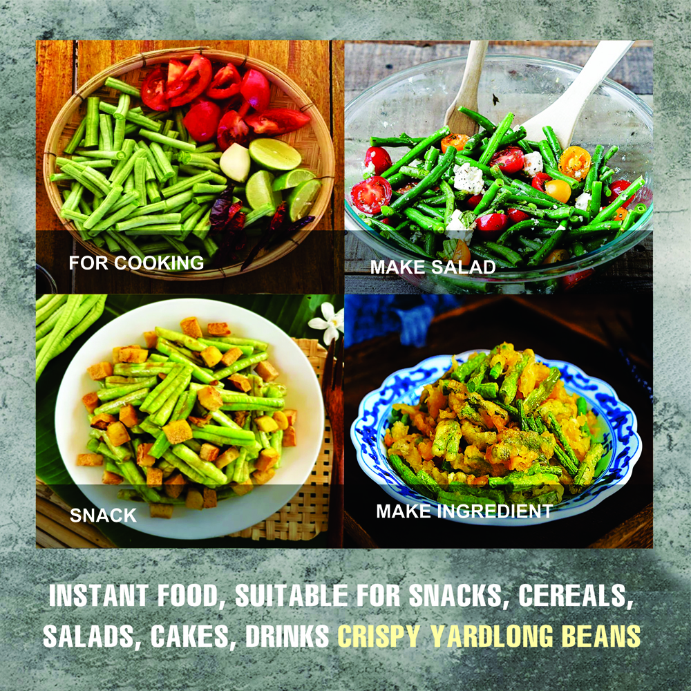 CRISPY DRIED YARDLONG BEANS 2.47 oz (70g) VIETFARMFOOD: Freeze-dried, No Sugar Added, Naturally Sweet, Convenient Packaging, Many Nutrients Beneficial To Health, Suitable For Snacking Or As A Gift.