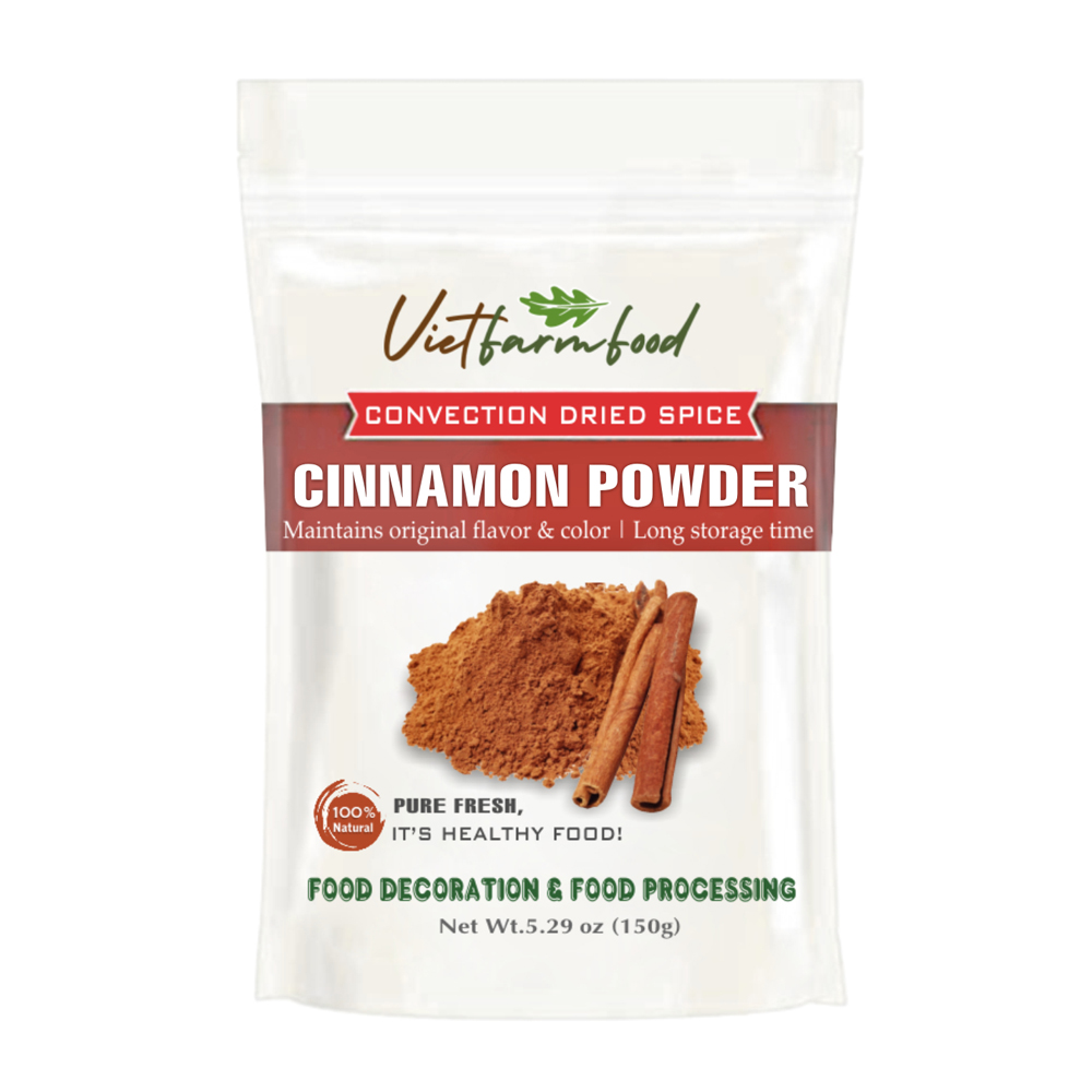 CINNAMON BARK POWDER 5.29 Oz (150g) VIETFARMFOOD: Convection dried spices extract pure natural flavor. Convenient packaging, long-term preservation. Used for cooking, baking, salad, soup, sauce.
