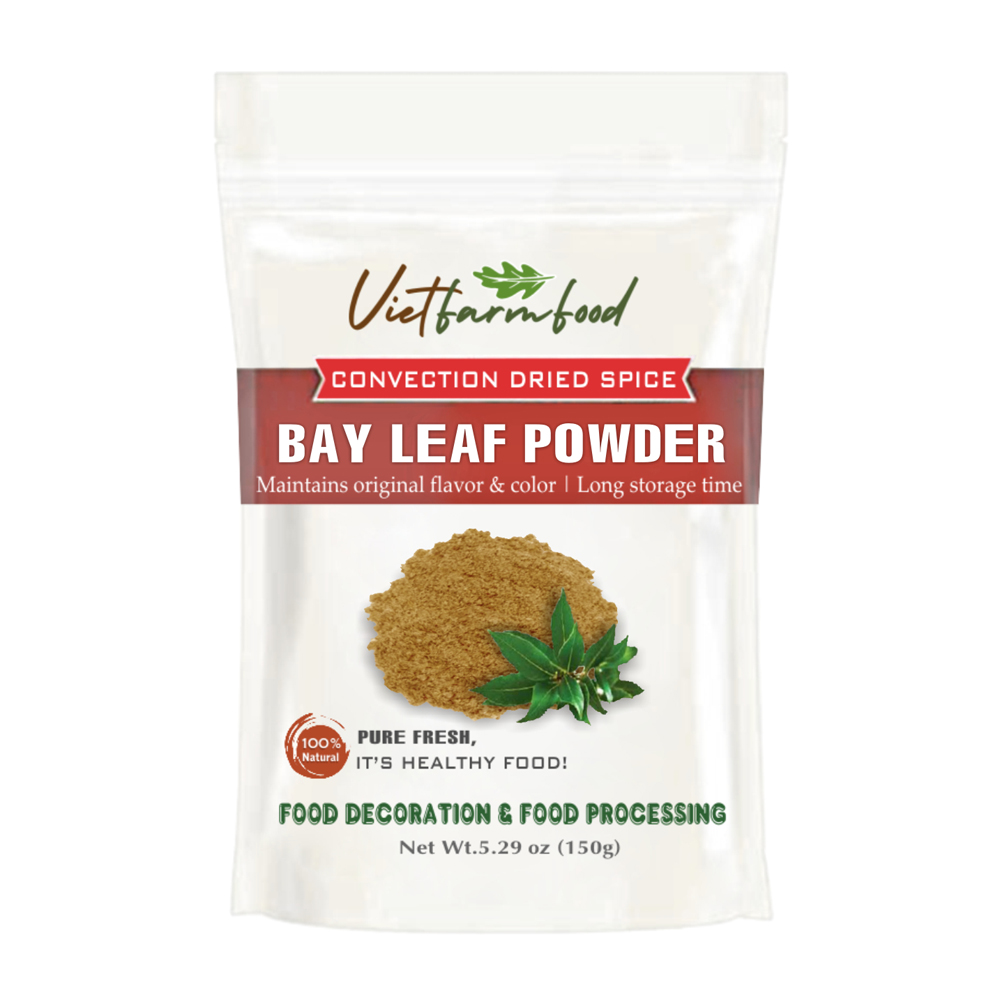 BAY LEAF POWDER 5.29 Oz (150g) VIETFARMFOOD: Convection dried spices extract pure natural flavor. Convenient packaging, long-term preservation. Used for cooking, baking, salad, soup, sauce.