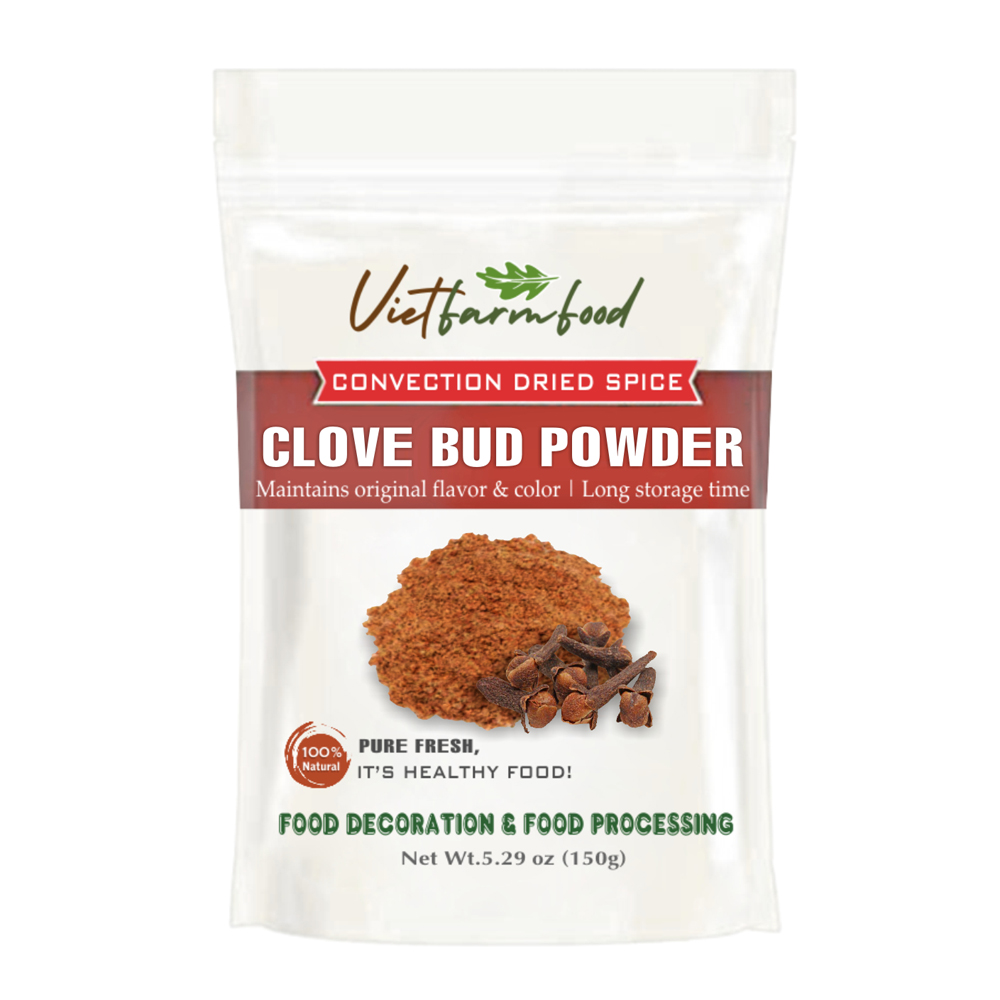 CLOVE BUD POWDER 5.29 Oz (150g) VIETFARMFOOD: Convection dried spices extract pure natural flavor. Convenient packaging, long-term preservation. Used for cooking, baking, salad, soup, sauce.