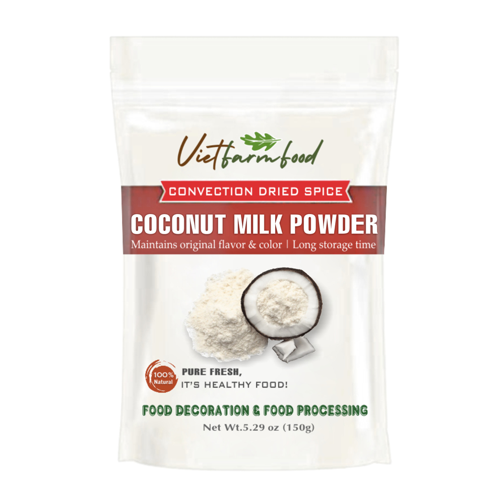 COCONUT MILK POWDER 5.29 Oz (150g) VIETFARMFOOD: Convection dried spices extract pure natural flavor. Convenient packaging, long-term preservation. Used for cooking, baking, salad, soup, sauce.