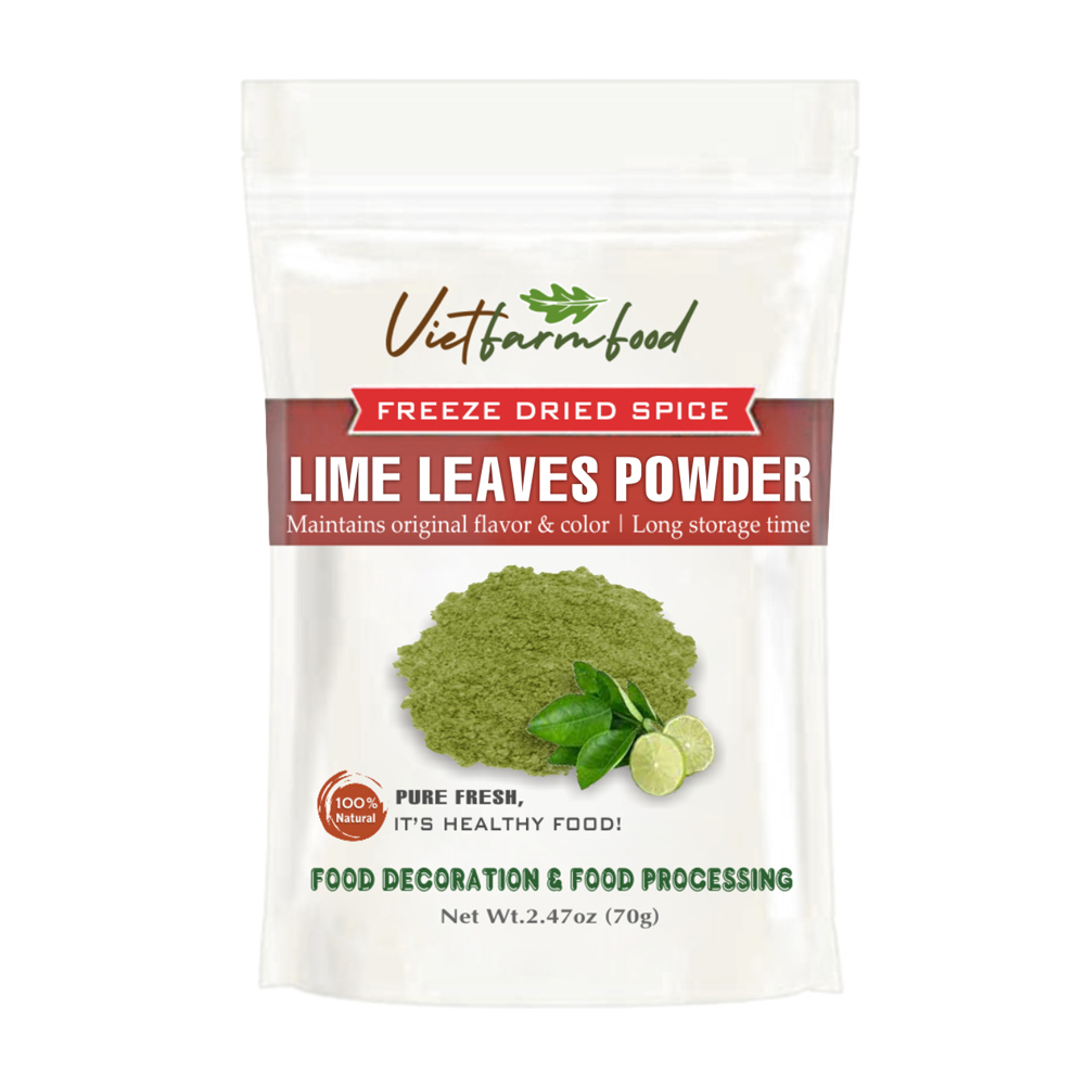LIME LEAVES POWDER 2.47 Oz (70g) VIETFARMFOOD: Freeze-dried spices extract pure natural flavor. Convenient packaging, long-term preservation. Used for cooking, baking, salads, soups, sauces...