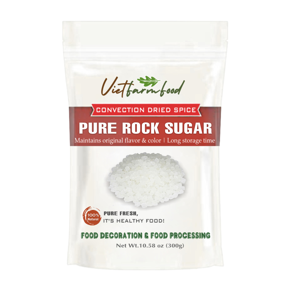 PURE ROCK SUGAR 10.58 Oz (300g) VIETFARMFOOD: Convection dried spices extract pure natural flavor. Convenient packaging, long-term preservation. Used for cooking, baking, salad, soup, sauce.