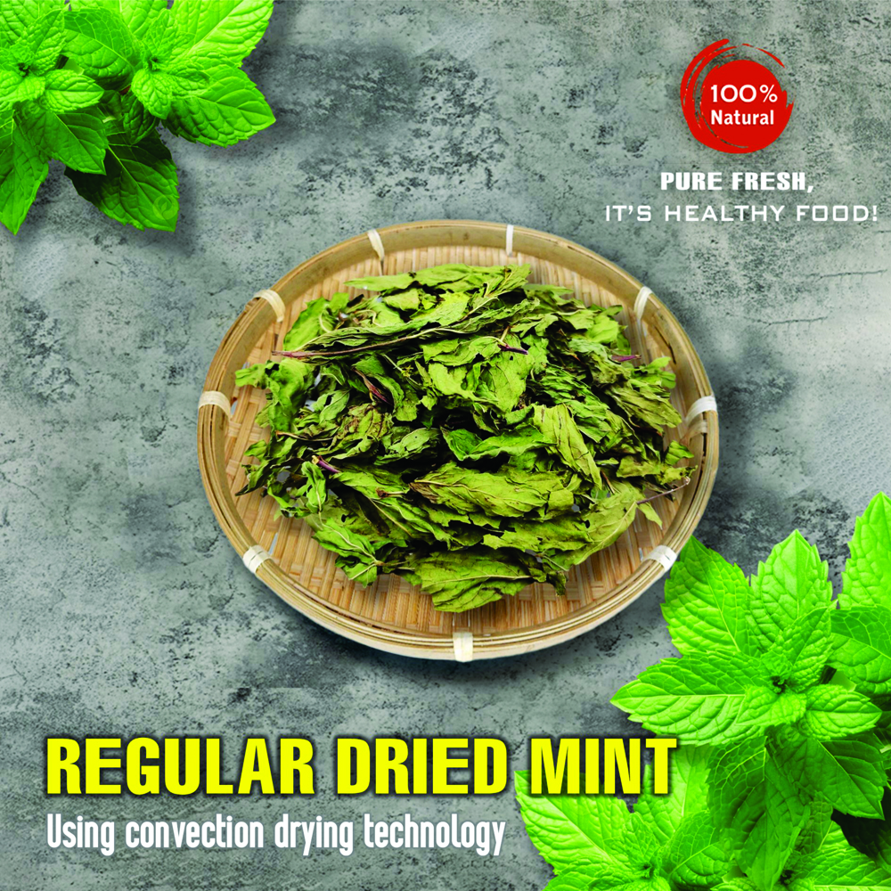 REGULAR DRIED MINT 5.29 Oz (150g) VIETFARMFOOD: Convection dried spices extract pure natural flavor. Convenient packaging, long-term preservation. Used for cooking, baking, salad, soup, sauce.
