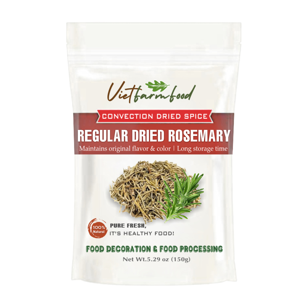REGULAR DRIED ROSEMARY 5.29 Oz (150g) VIETFARMFOOD: Convection dried spices extract pure natural flavor. Convenient packaging, long-term preservation. Used for cooking, baking, salad, soup, sauce.