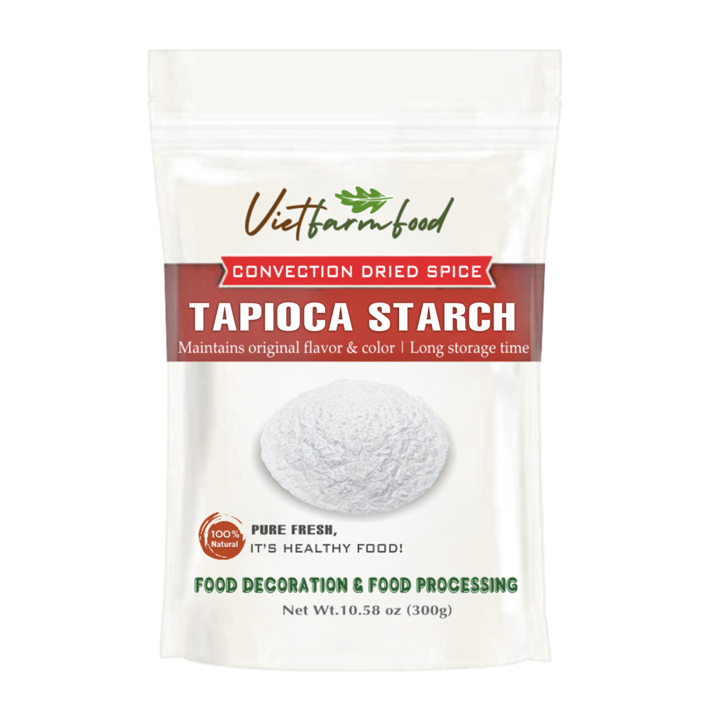 TAPIOCA STARCH 10.58 Oz (300g) VIETFARMFOOD: Convection dried spices extract pure natural flavors. Convenient packaging, long-term preservation. Used for cooking, baking, soups, sweet soups, drinks.