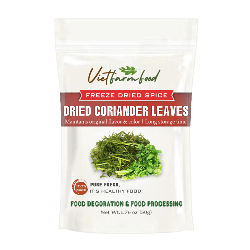 DRIED CORIANDER LEAVES 2.47 Oz (70g) VIETFARMFOOD: Freeze-dried spices extract pure natural flavor. Convenient packaging, long-term preservation. Used for cooking, baking, salads, soups, sauces.