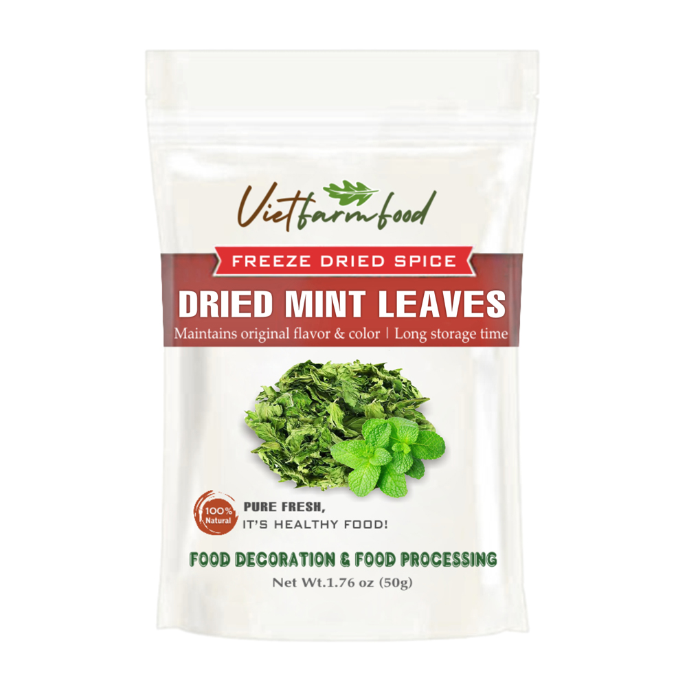 MINT LEAVES POWDER 2.47 Oz (70g) VIETFARMFOOD: Freeze-dried spices extract pure natural flavor. Convenient packaging, long-term preservation. Used for cooking, baking, salads, soups, sauces...