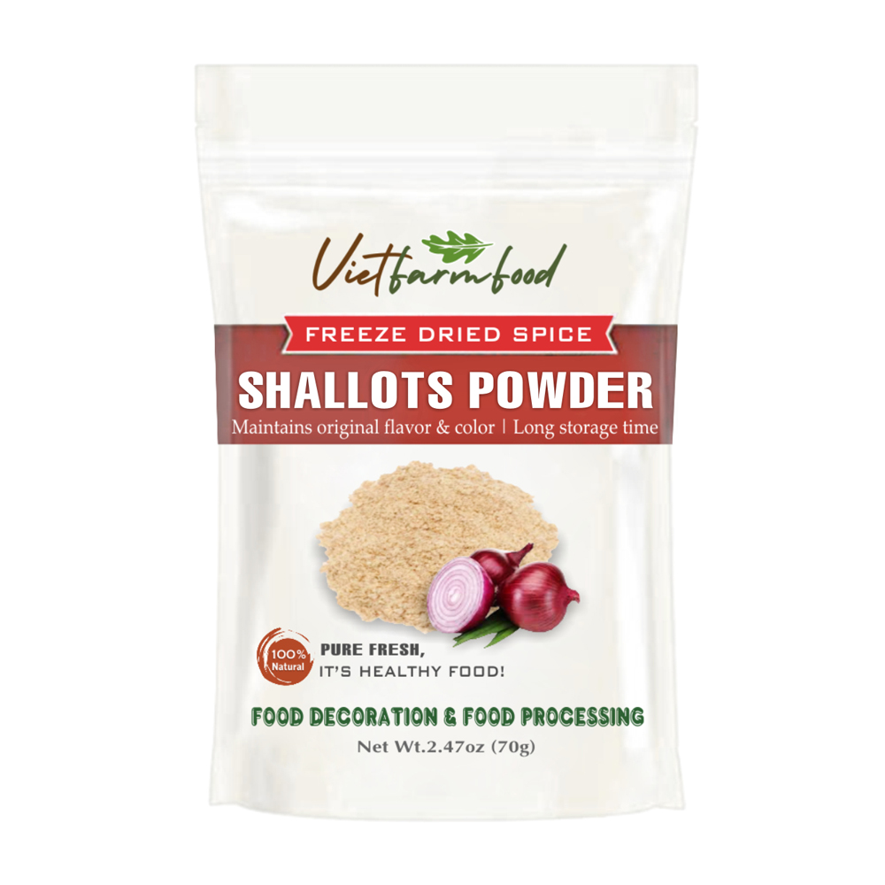 SHALLOTS POWDER 1.76 Oz (50g) VIETFARMFOOD: Freeze-dried spices extract pure natural flavor. Convenient packaging, long-term preservation. Used for cooking, baking, salads, soups, sauces.