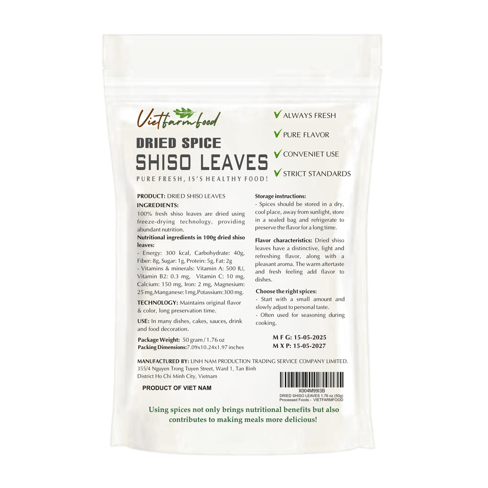 DRIED BAY LEAVES 2.47 Oz (70g) VIETFARMFOOD: Freeze-dried spices extract pure natural flavor. Convenient packaging, long-term preservation. Used for cooking, baking, salads, soups, sauces.