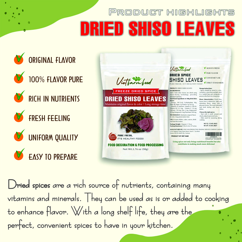 DRIED BAY LEAVES 2.47 Oz (70g) VIETFARMFOOD: Freeze-dried spices extract pure natural flavor. Convenient packaging, long-term preservation. Used for cooking, baking, salads, soups, sauces.