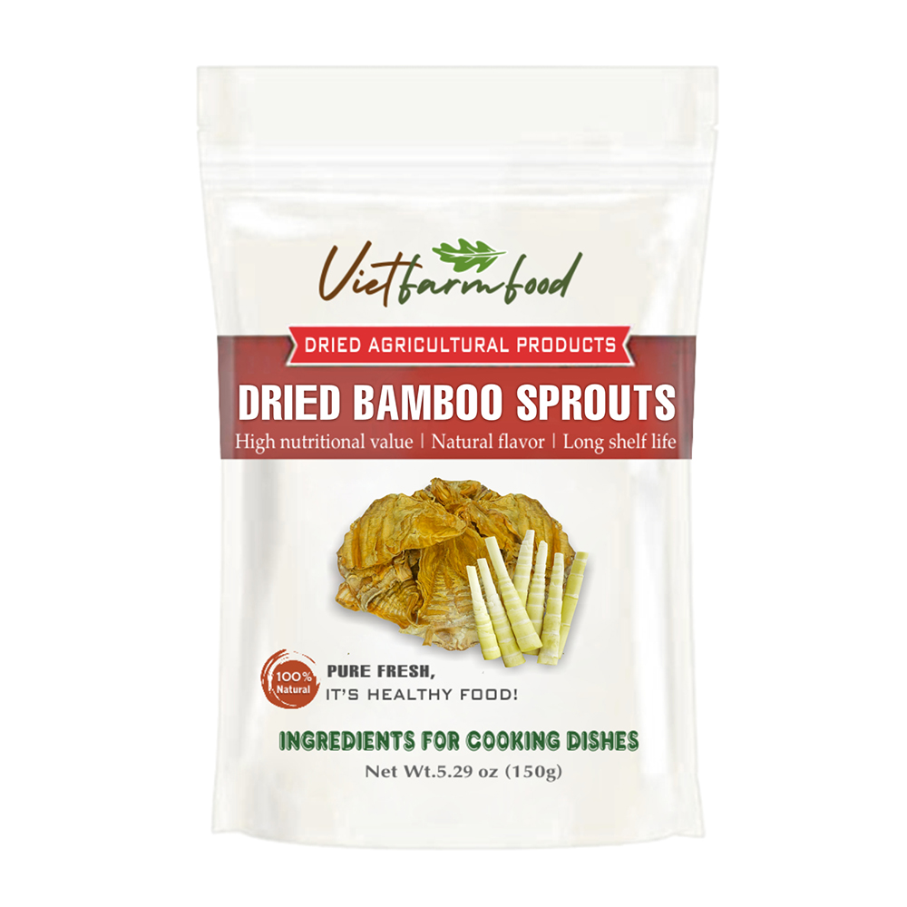DRIED BAMBOO SPROUTS 5.29 Oz (150g) VIETFARMFOOD: Dried agricultural products with pure natural flavor. Used as cooking ingredients to prepare delicious, nutritious dishes, suitable for vegetarians
