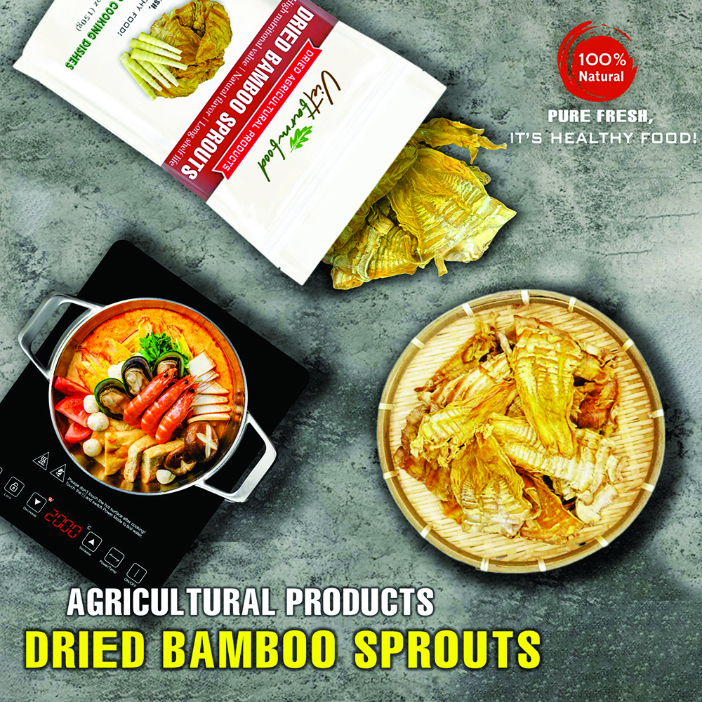 DRIED BAMBOO SPROUTS 5.29 Oz (150g) VIETFARMFOOD: Dried agricultural products with pure natural flavor. Used as cooking ingredients to prepare delicious, nutritious dishes, suitable for vegetarians