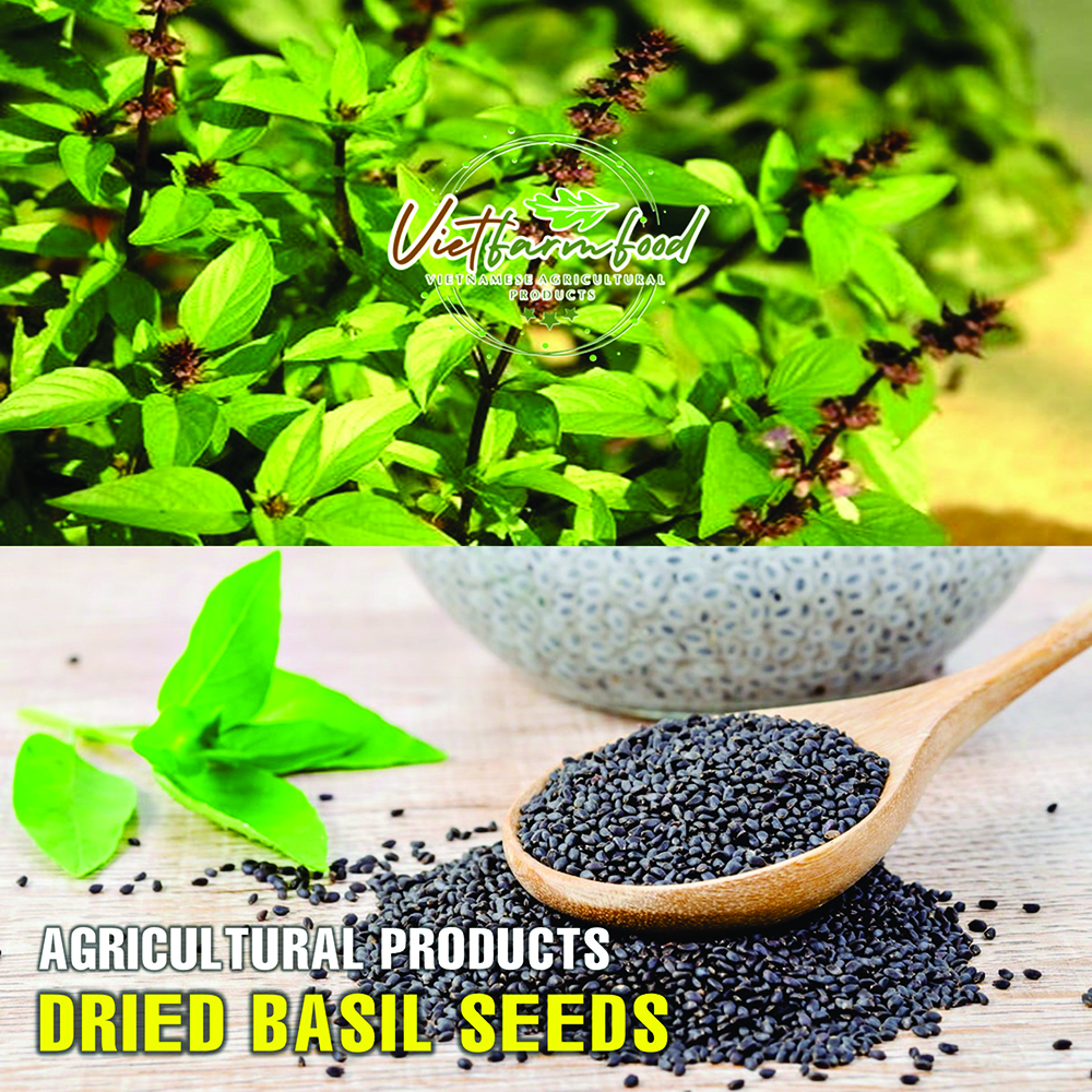 DRIED BASIL SEEDS 5.29 Oz (150g) VIETFARMFOOD: Dried agricultural products with pure natural flavor. Used as ingredients for cooking; toppings, drinks, nutritious dishes, suitable for vegetarians