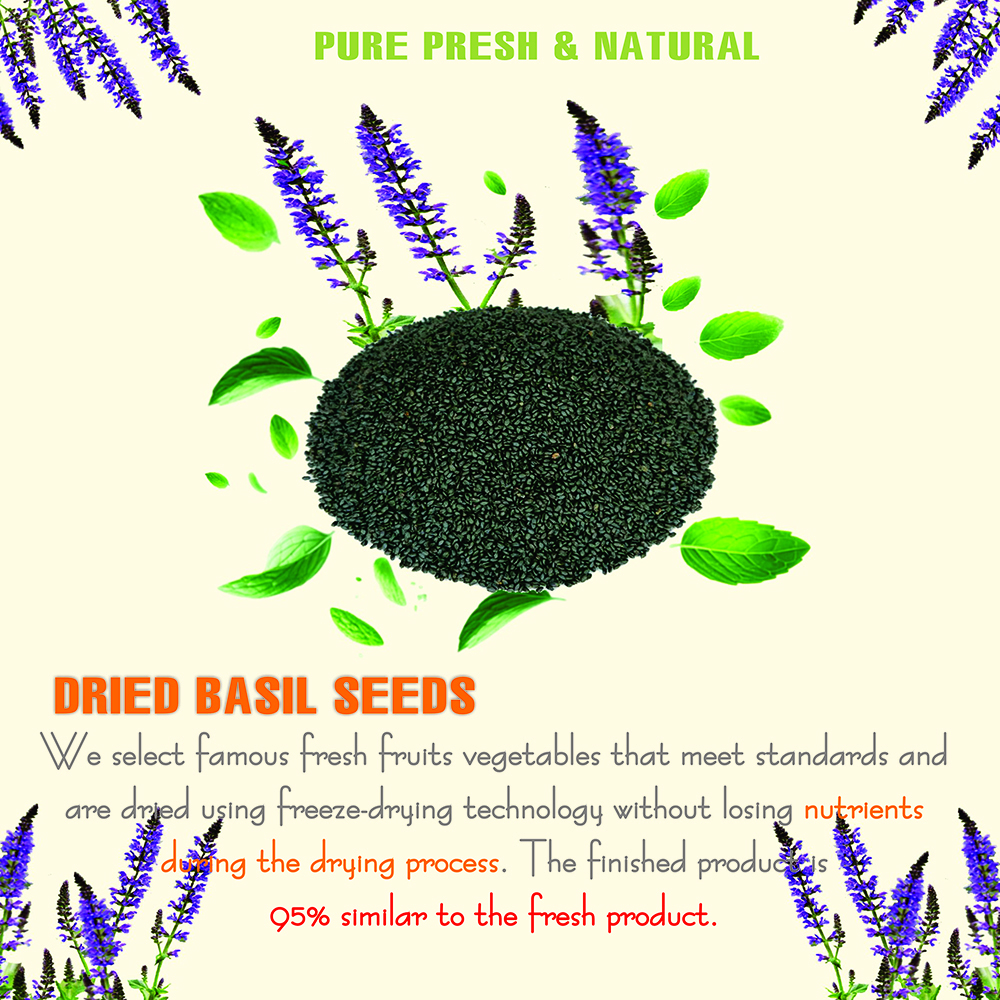 DRIED BASIL SEEDS 5.29 Oz (150g) VIETFARMFOOD: Dried agricultural products with pure natural flavor. Used as ingredients for cooking; toppings, drinks, nutritious dishes, suitable for vegetarians