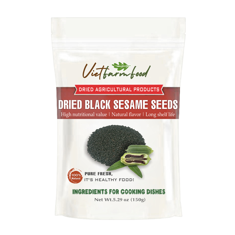 DRIED BLACK SESAME SEEDS 5.29 Oz (150g) VIETFARMFOOD: Dried agricultural products with pure natural flavor. Used as ingredients for cooking; toppings, drinks, nutritious dishes,suitable for vegetarian