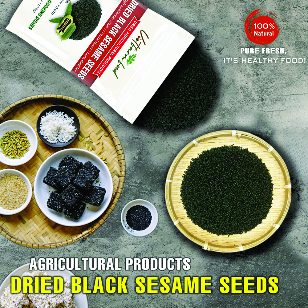 DRIED BLACK SESAME SEEDS 5.29 Oz (150g) VIETFARMFOOD: Dried agricultural products with pure natural flavor. Used as ingredients for cooking; toppings, drinks, nutritious dishes,suitable for vegetarian