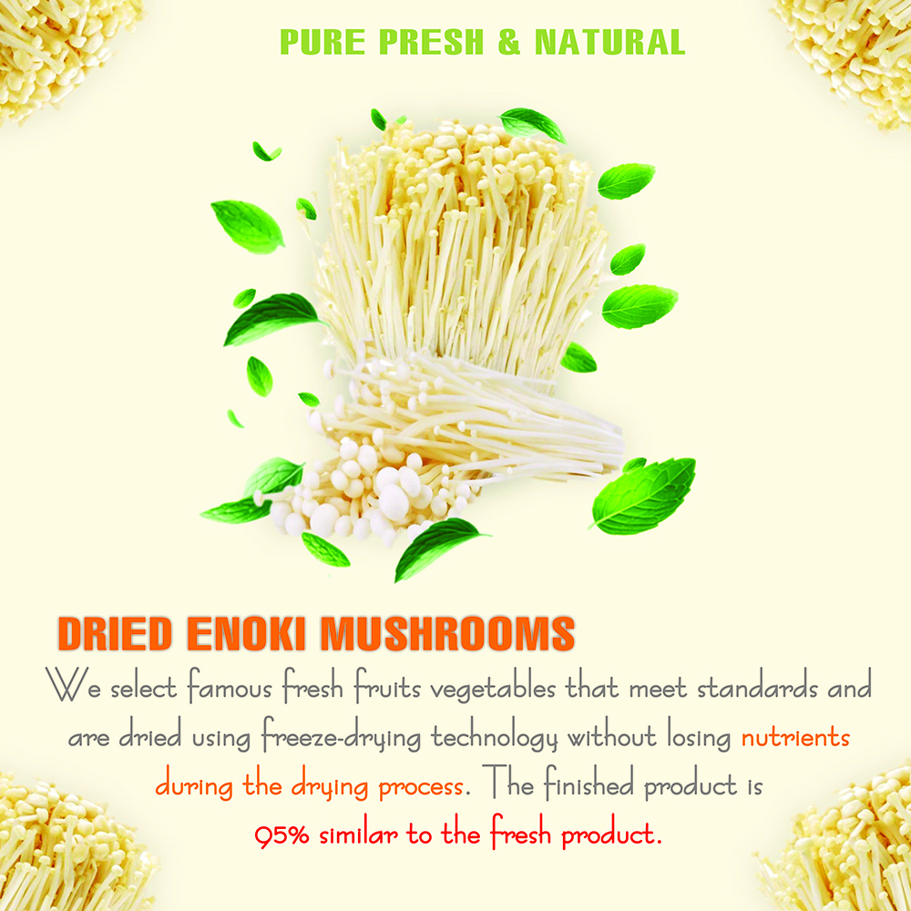 DRIED ENOKI MUSHROOMS 5.29 Oz (150g) VIETFARMFOOD: Dried agricultural products with pure natural flavor. Used as cooking ingredients to prepare delicious, nutritious dishes, suitable for vegetarians