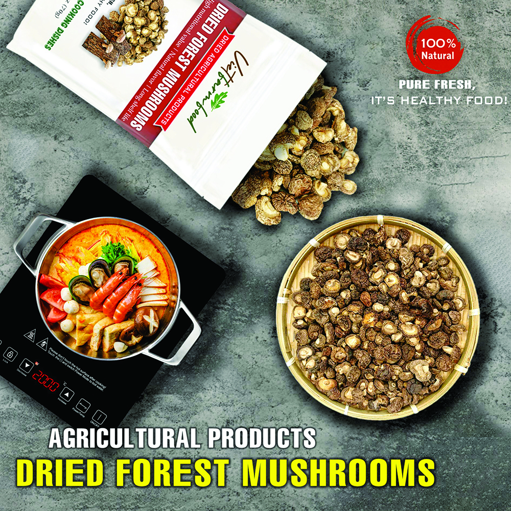 DRIED FOREST MUSHROOMS 2.47 Oz (70g) VIETFARMFOOD: Dried agricultural products with pure natural flavor. Used as cooking ingredients to prepare delicious, nutritious dishes, suitable for vegetarians